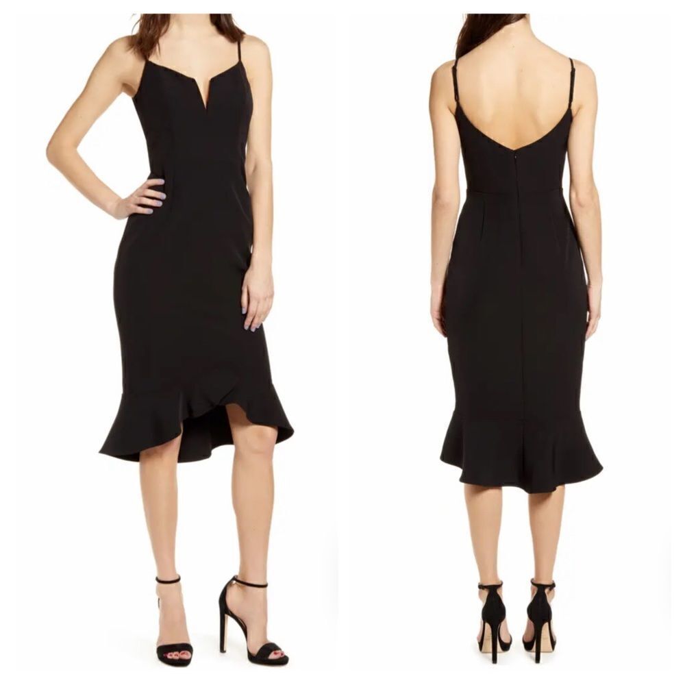 Bardot Kristen Flounce Black Dress Size 8
